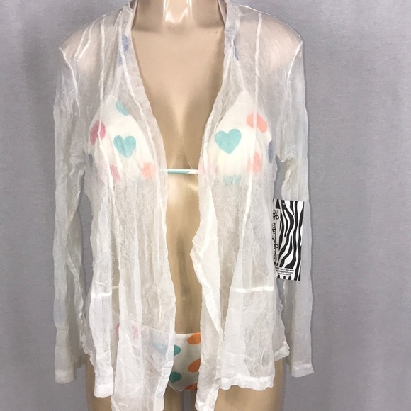 Tango Mango Size Medium White Mesh Lettuce Trim Cover Up Top. New With Tags - Picture 2 of 4